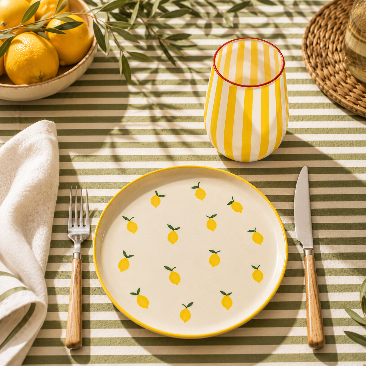 Lot de 4 assiettes Dolce Vita — Motif Citron