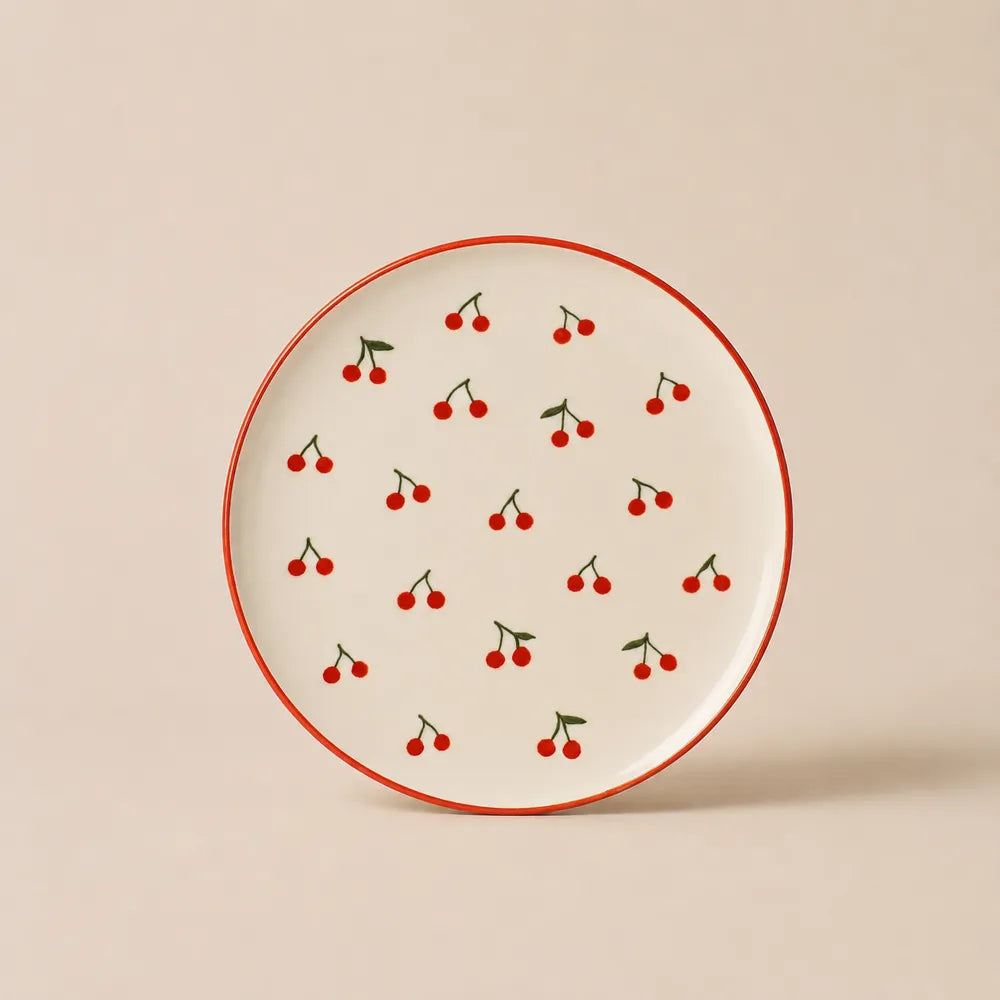 Lot de 6 assiettes Griotte — Motif Cerise