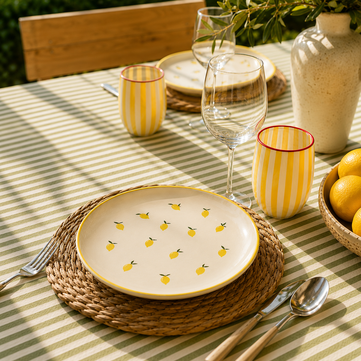 Lot de 4 assiettes Dolce Vita — Motif Citron