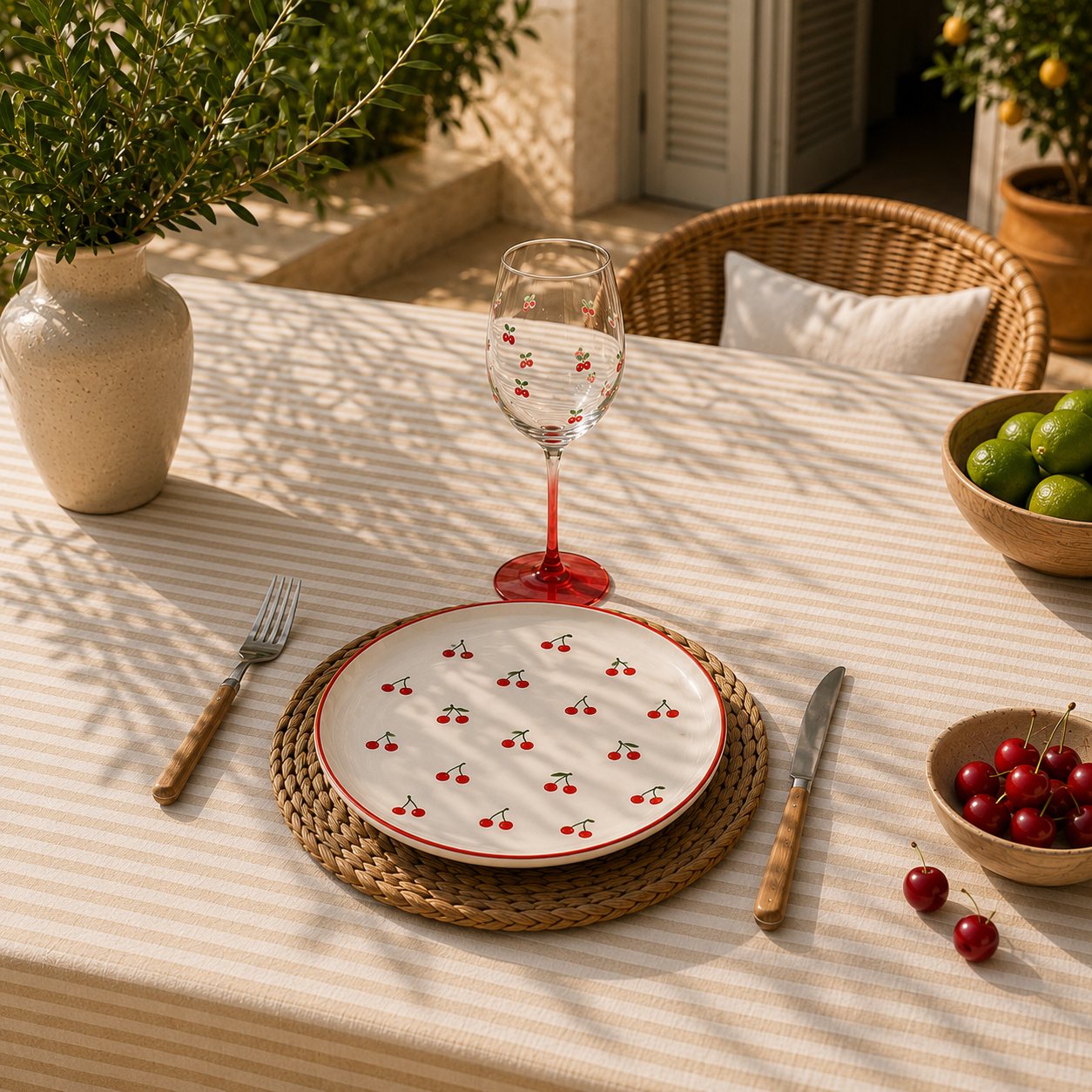 Lot de 6 assiettes Griotte — Motif Cerise