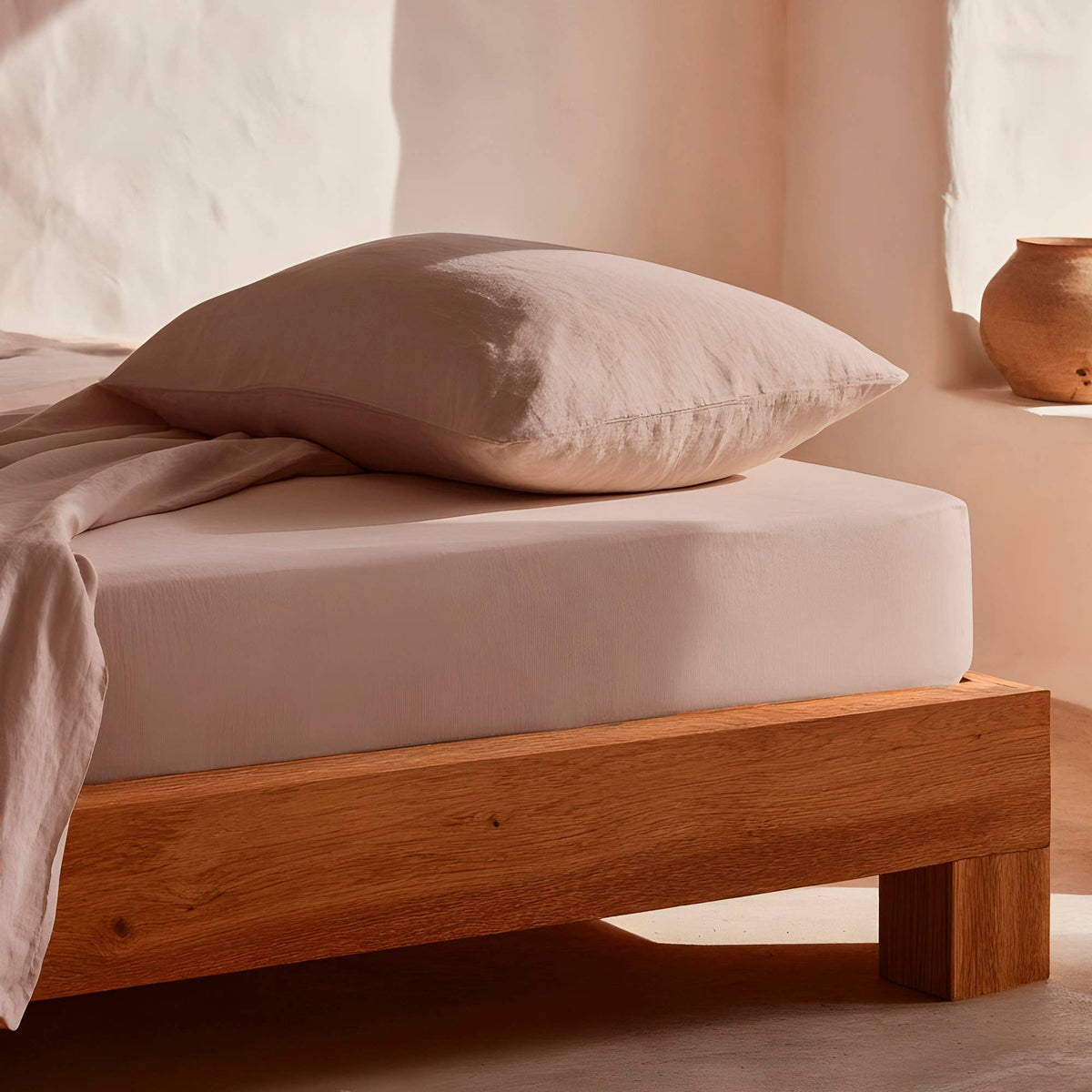 Drap-housse rose poudré ajustable 100 % coton doux